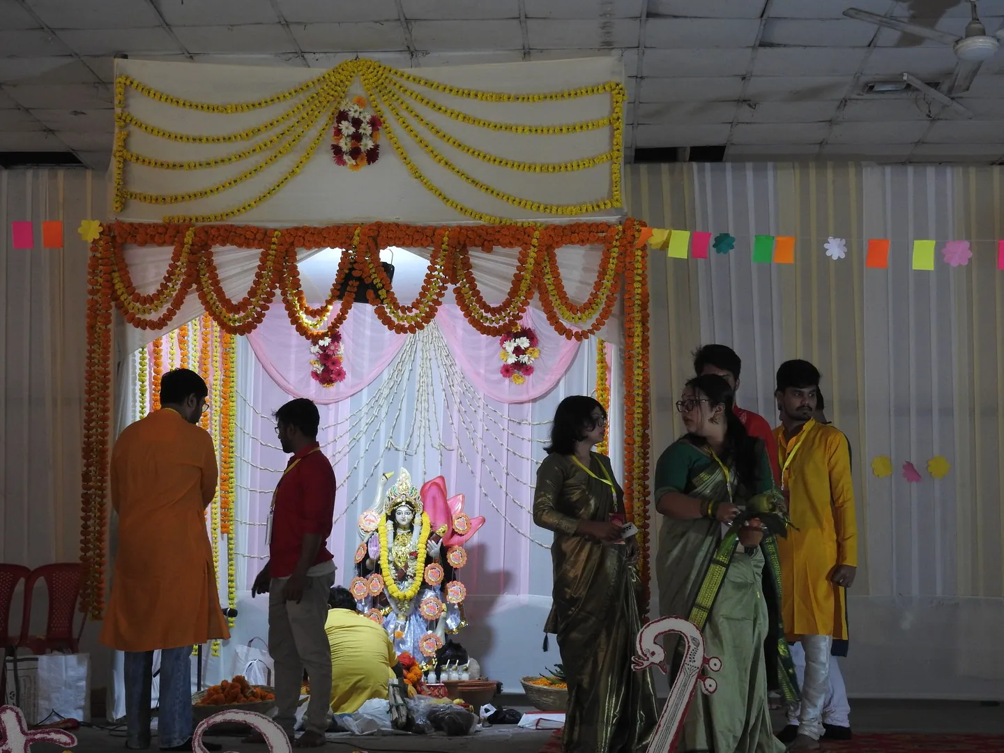 Sarawastai Pooja Preparations and the volunteers