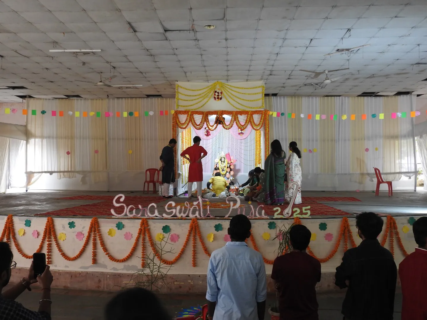 Stage at Manas Hall for Saraswati Pooja 2k25