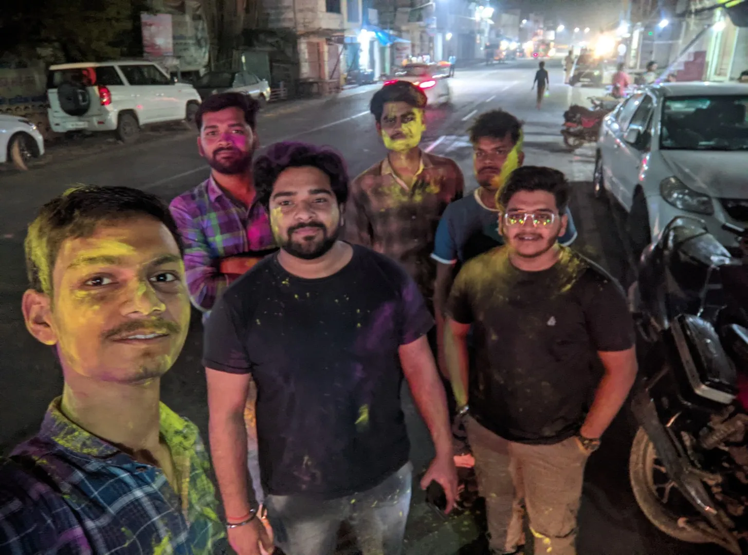School Friends soaked in colorful festival joy