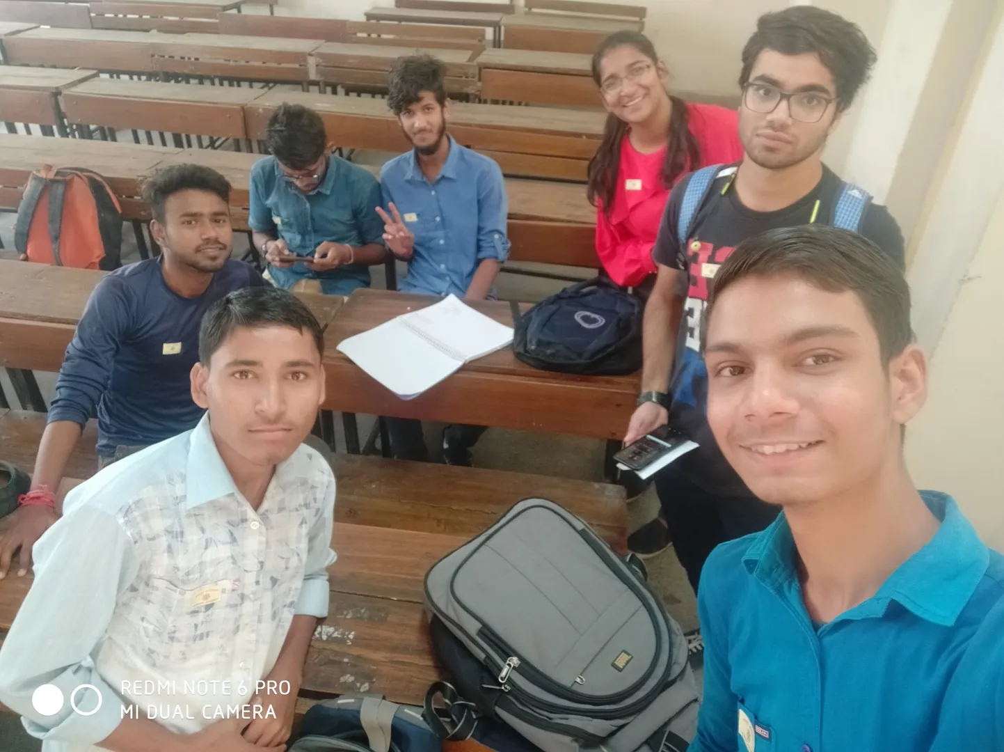Classmate selfie during a free period