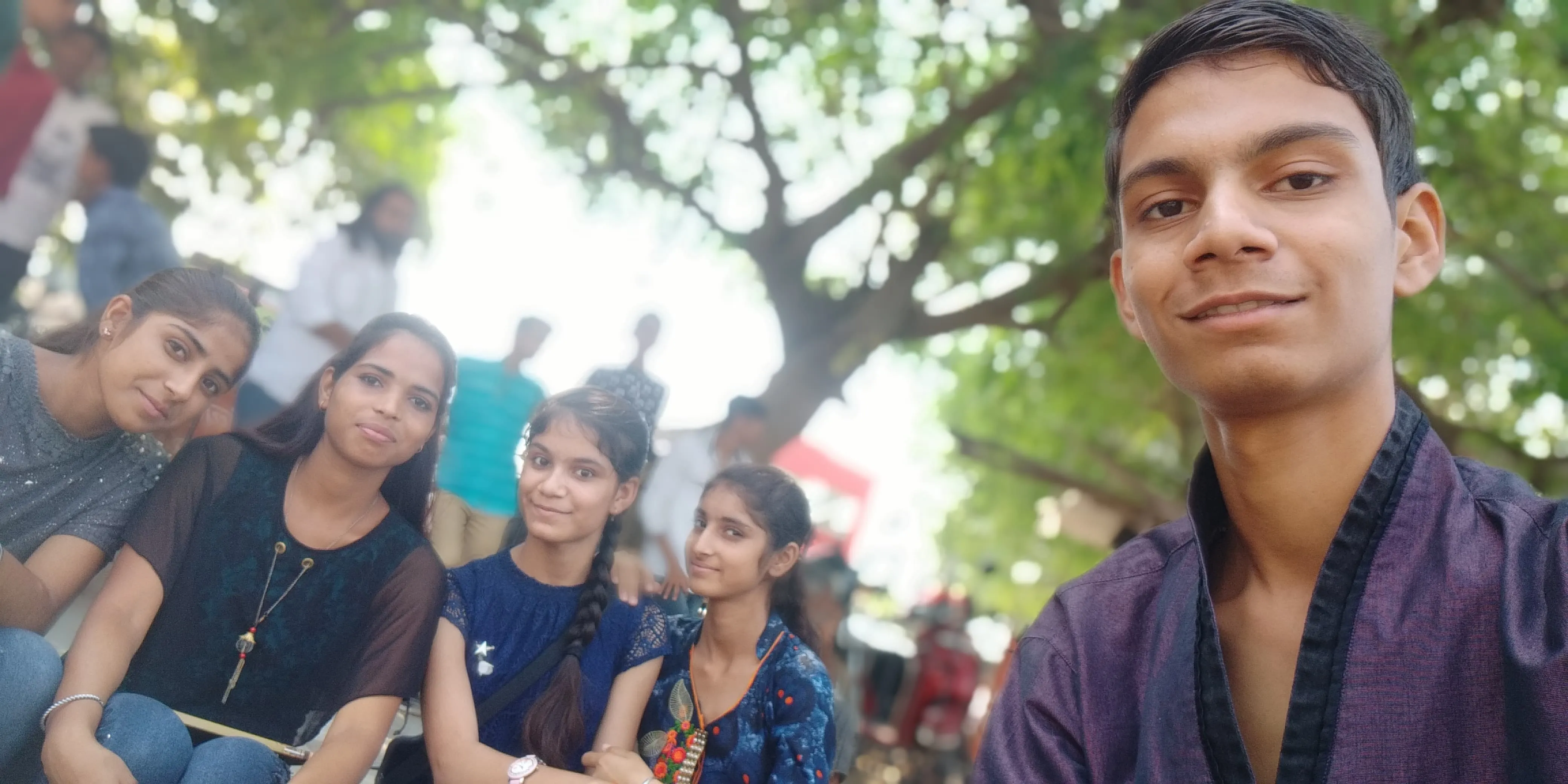 School friends under shadow of Tree; Shreya Simran and Nainsi
