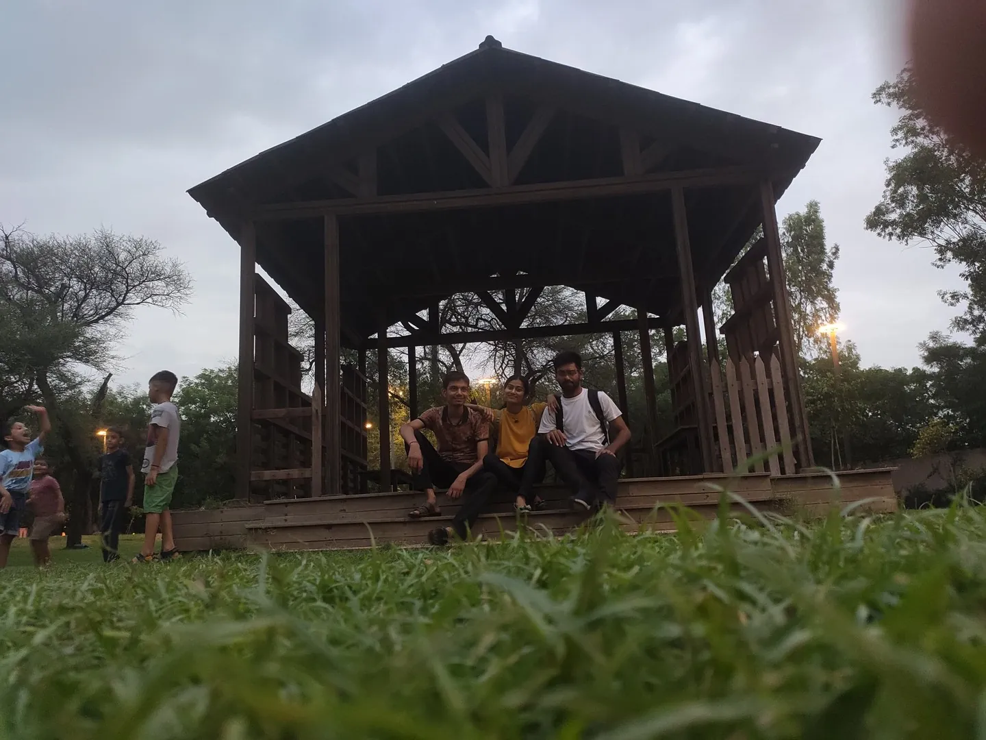 Relaxing under the hut with Tigdi